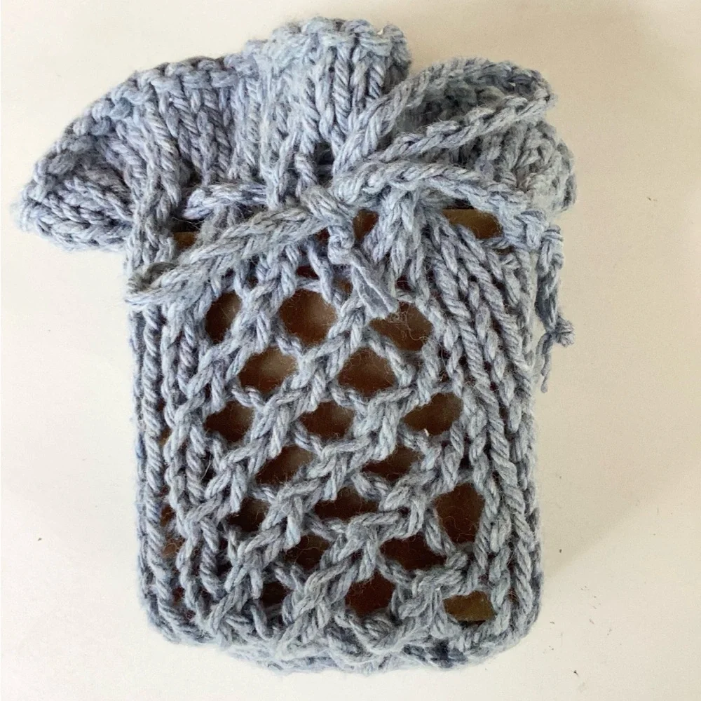 Soap Saver Bag Pouch Hand Crafted Denim Blue Cotton Bath Essential Exfoliating